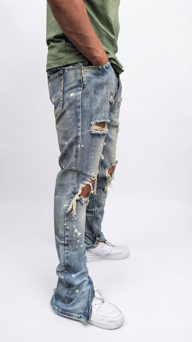 Deadstock Zip Jeans Blue