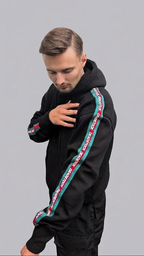 DEADSTOCK - Side-Tape Hoodie Black