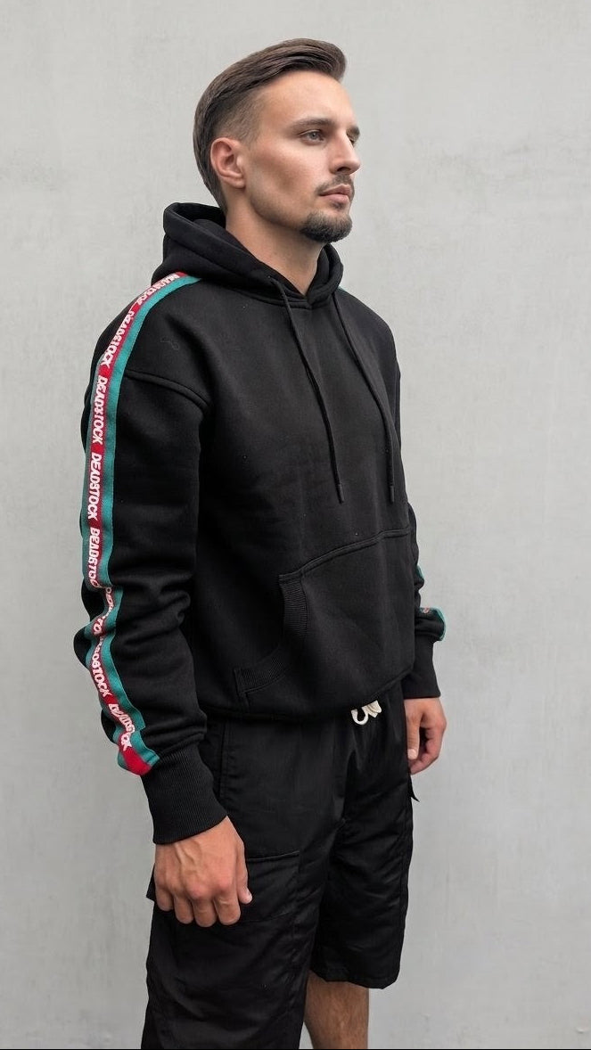 DEADSTOCK - Side-Tape Hoodie Black