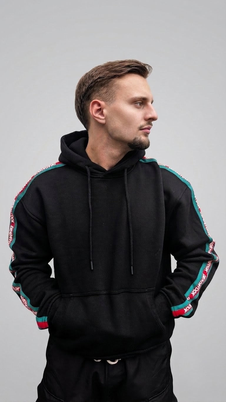 DEADSTOCK - Side-Tape Hoodie Black