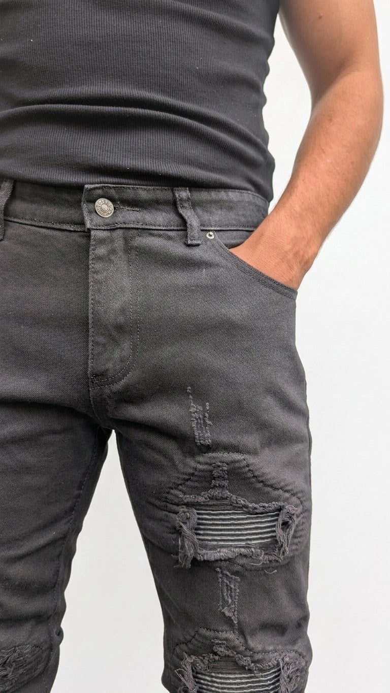 Deadstock Zip Jeans Black